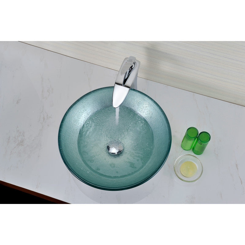 ANZZI Series Deco-Glass Vessel Sink in Churning Silver