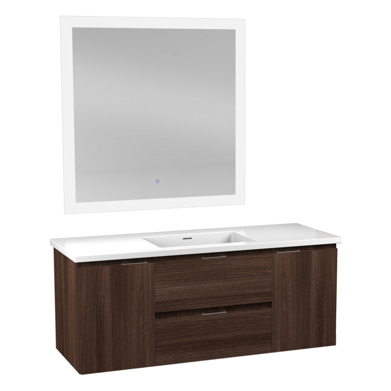 VT-MR4CT48-DB - 48 in W x 20 in H x 18 in D Bath Vanity in Dark Brown with Cultured Marble Vanity Top in White with White Basin & Mirror