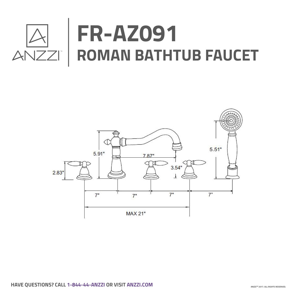 Patriarch 2-Handle Deck-Mount Roman Tub Faucet with Handheld Sprayer in Brushed Nickel