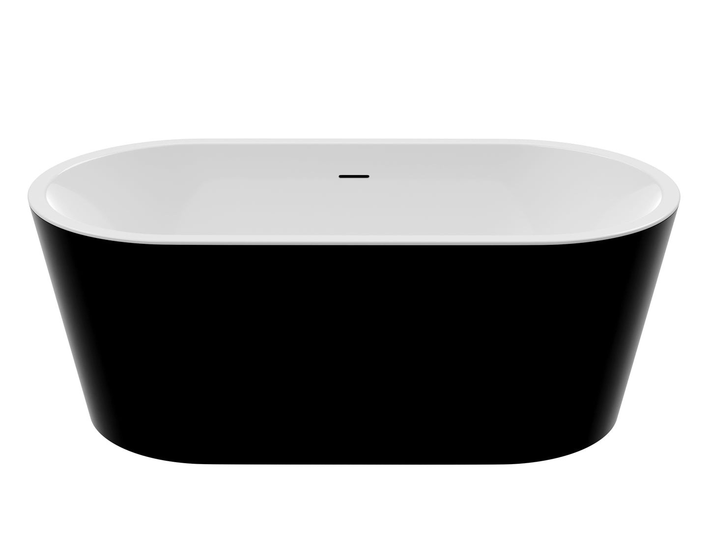 Chand Series 67 in. x 32 in. Flat Bottom Acrylic Freestanding Soaking Bathtub with Center Drain in Glossy Black