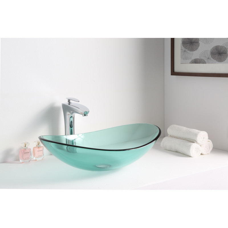 Tale Series Deco-Glass Vessel Sink in Lustrous Green