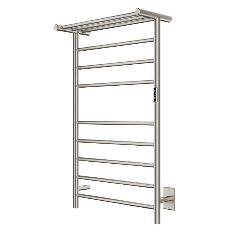 TW-AZ012BN - Eve Series 8-Bar Wall Mounted Electric Bathroom Towel Warmer Rack in Brushed Nickel Finish Stainless Steel