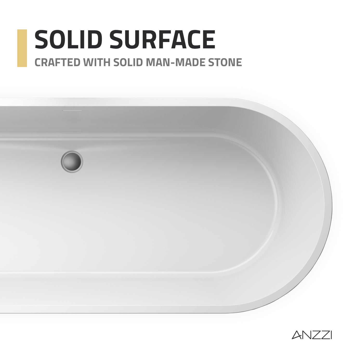 Rossetto Series 67 in. x 28 in. Flat Bottom Solid Surface Freestanding Soaking Bathtub with Center Drain in Matte White