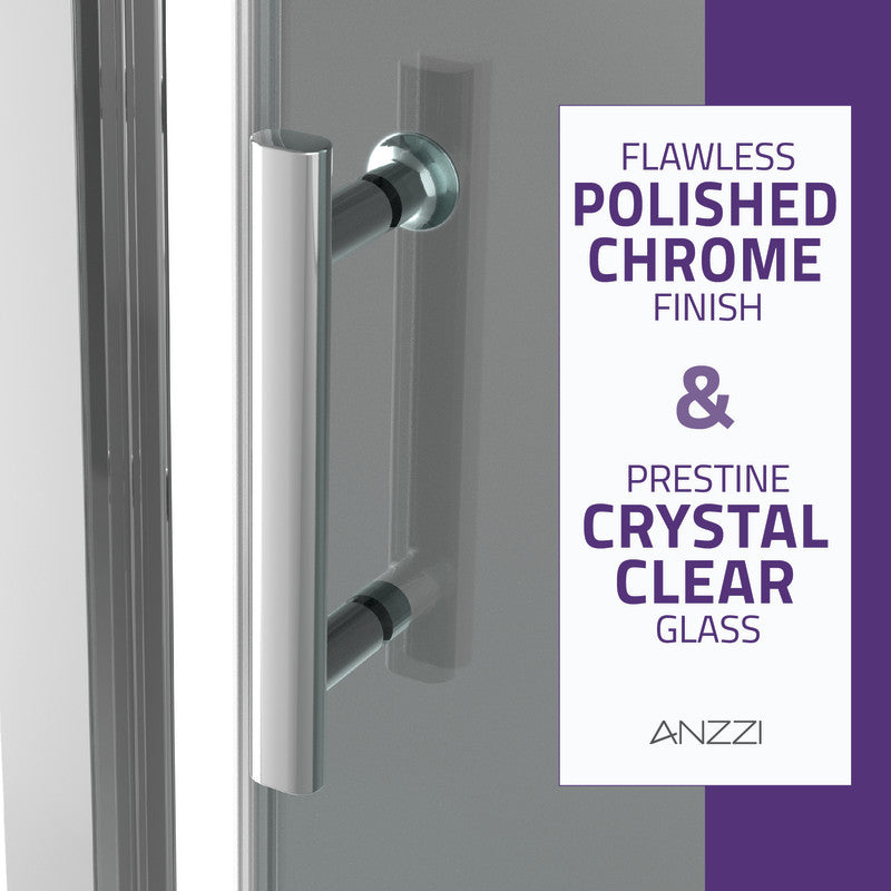 Halberd 48 in. x 72 in. Framed Shower Door with TSUNAMI GUARD in Polished Chrome