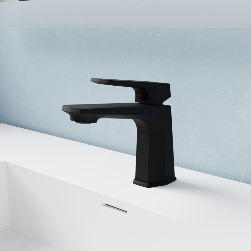 L-AZ903MB - Single Handle Single Hole Bathroom Faucet With Pop-up Drain in Matte Black