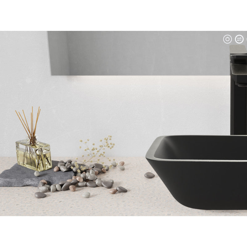 Innovio Rectangle Glass Vessel Bathroom Sink with Matte Black Finish