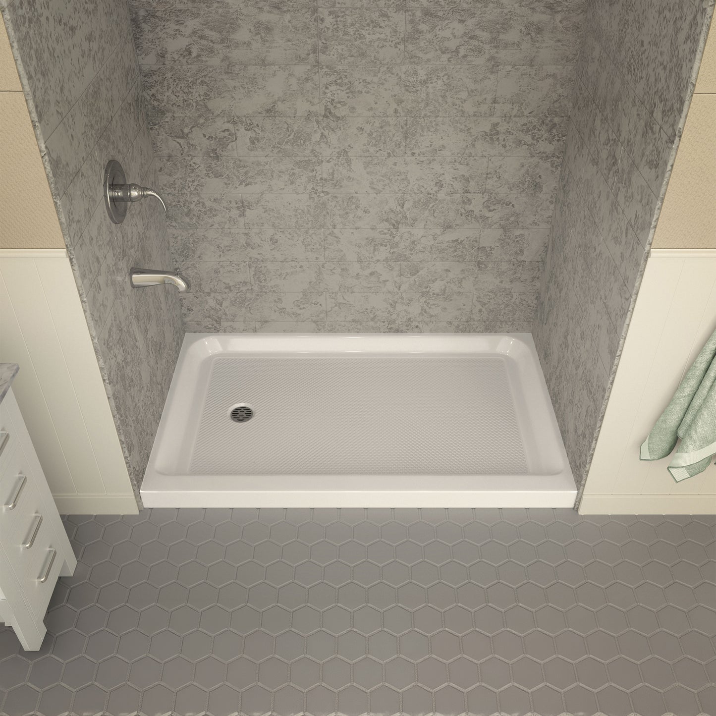 Tier 36 x 60 in. Single Threshold Shower Base in White