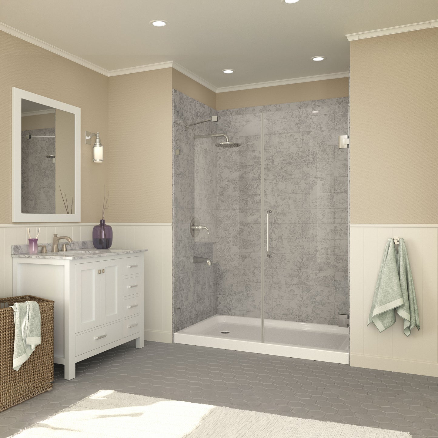 Tier 36 x 60 in. Single Threshold Shower Base in White