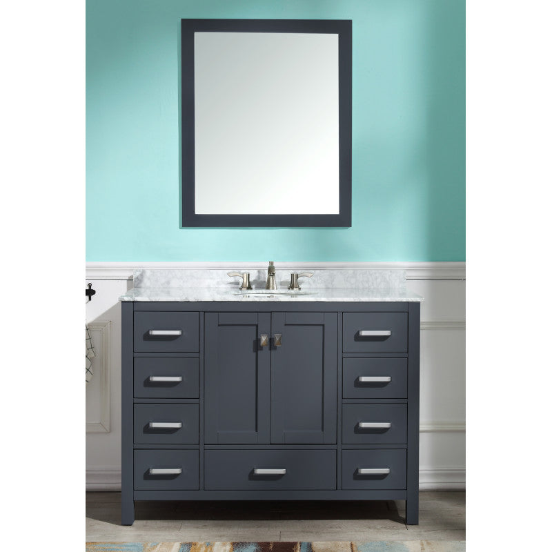 Chateau 48 in. W x 22 in. D Bathroom Bath Vanity Set with Carrara Marble Top with White Sink