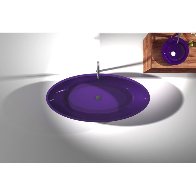 Opal 5.6 ft. Solid Surface Center Drain Freestanding Bathtub in Evening Violet