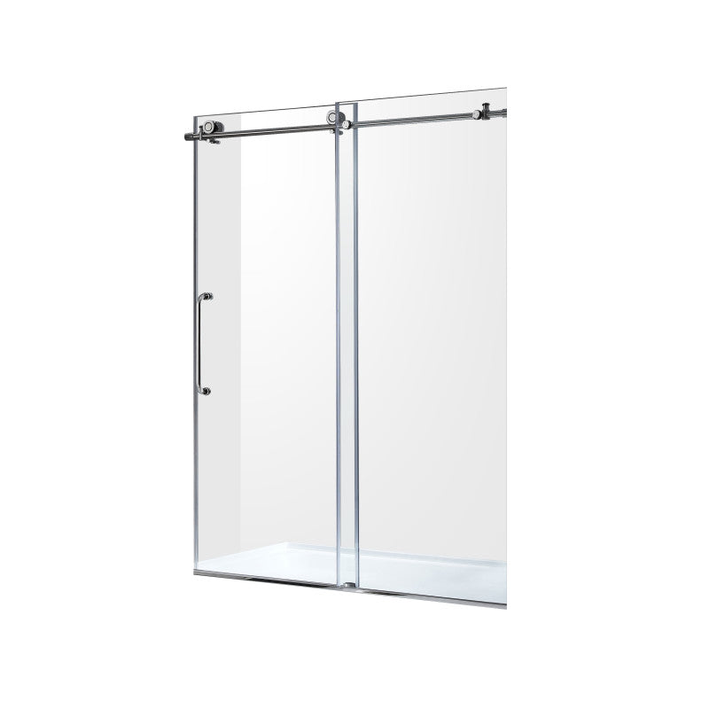 Leon Series 60 in. by 76 in. Frameless Sliding Shower Door with Handle