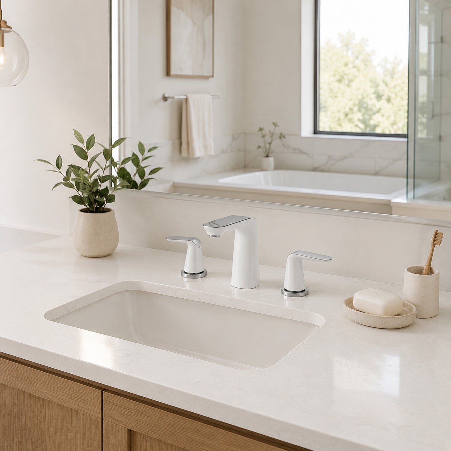 Pendant Series 8 in. Widespread 2-Handle Low-Arc Bathroom Faucet in Polished Chrome