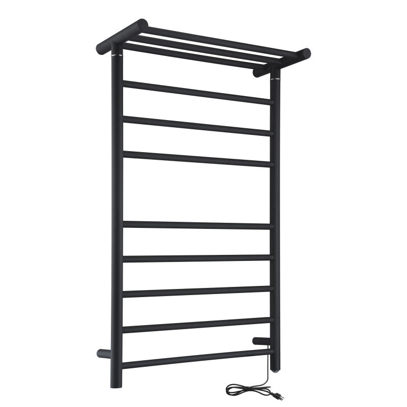 TW-AZ012MBK - Eve 8-Bar Stainless Steel Wall Mounted Towel Warmer in Matte Black