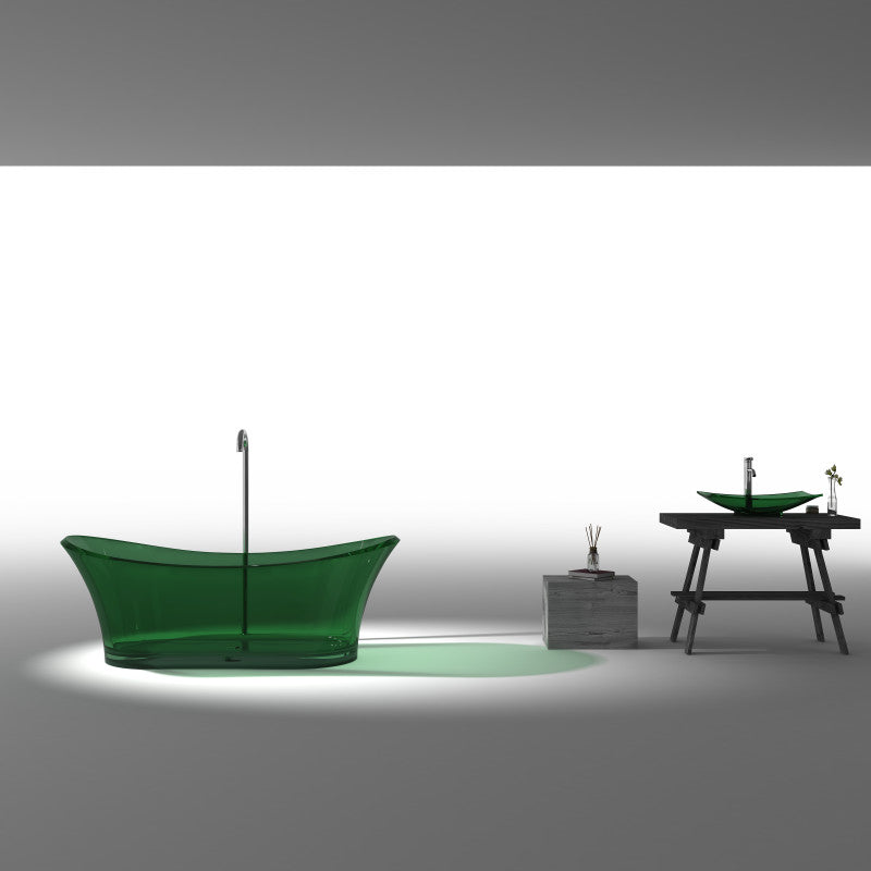 Azul 5.8 ft. Solid Surface Center Drain Freestanding Bathtub in Emerald Green