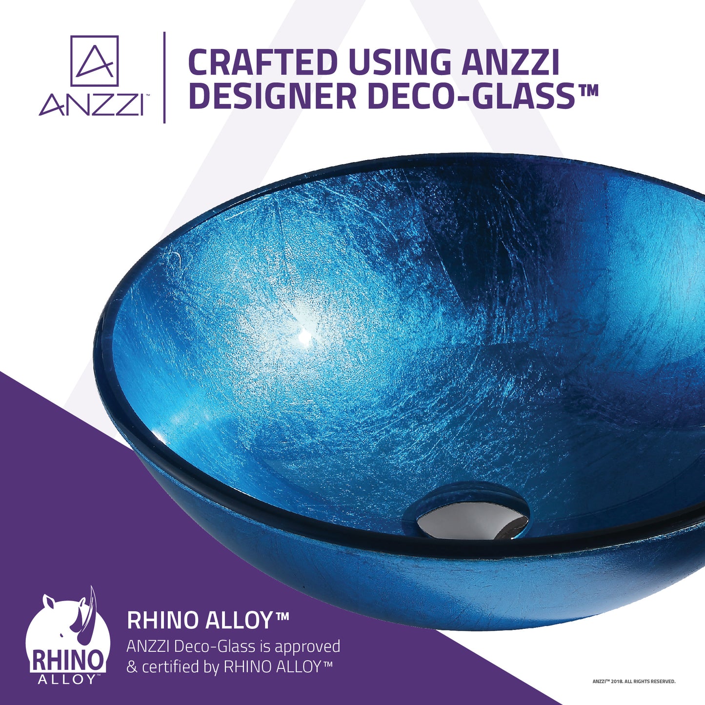 Arc Series Deco-Glass Vessel Sink in Lustrous Light Blue Finish