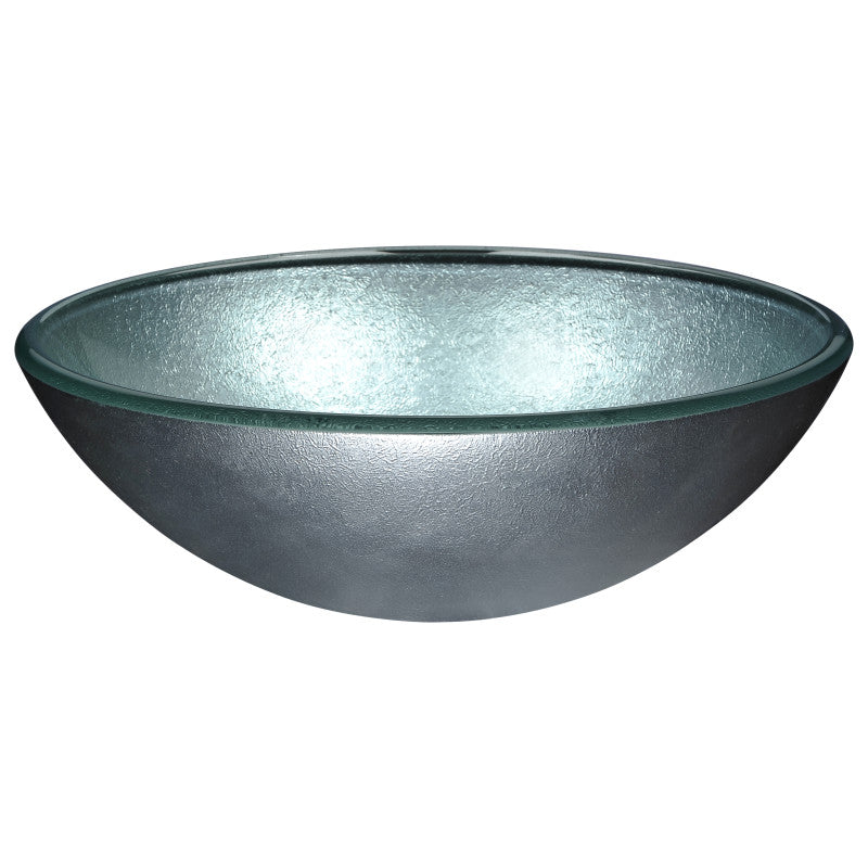 ANZZI Series Deco-Glass Vessel Sink in Churning Silver