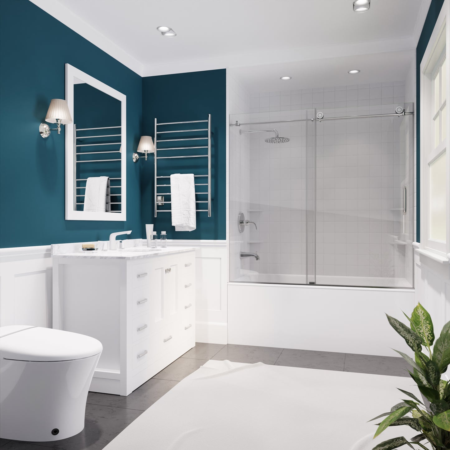 Don Series 60 in. x 62 in. Frameless Sliding Tub Door