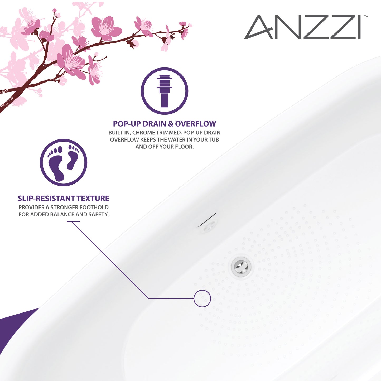 Ami Series 59 in. x 30 in. Flat Bottom Acrylic Freestanding 79 Gallon Soaking Bathtub with Center Drain in Glossy White