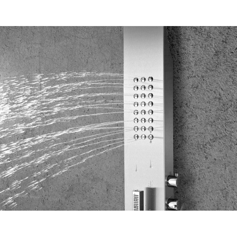 Pier 48 in. Full Body Shower Panel with Heavy Rain Shower and Spray Wand in Brushed Steel