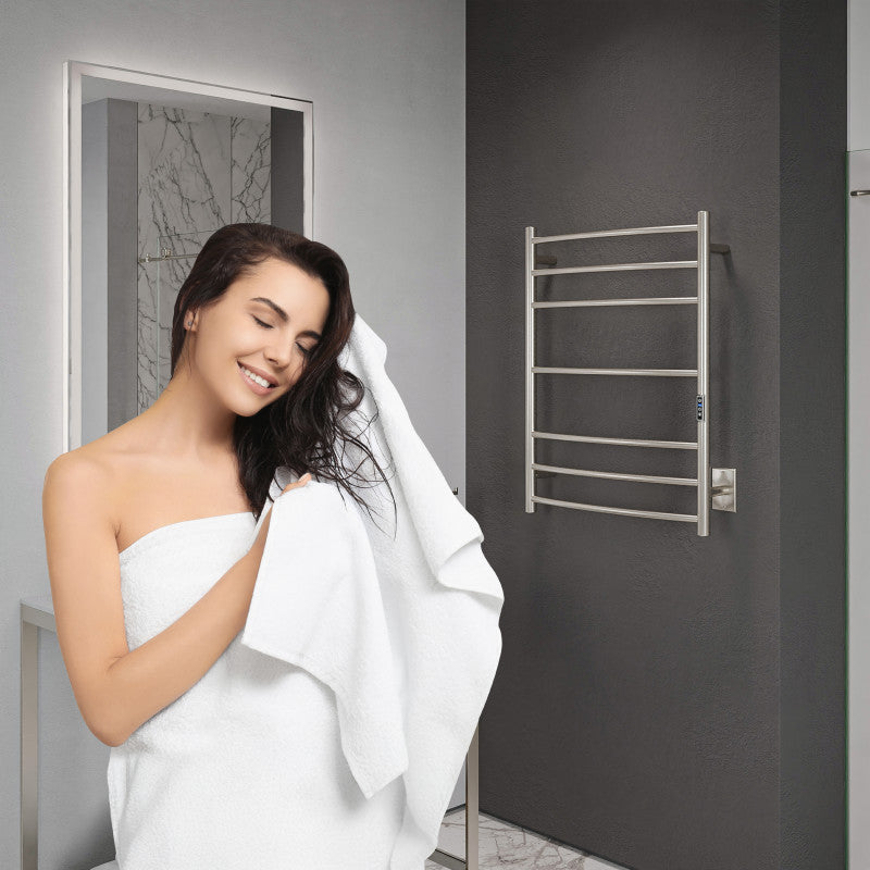 TW-AZ027BN - Gown Series 7-Bar Wall Mounted Electric Bathroom Towel Warmer Rack in Brushed Nickel Finish Stainless Steel