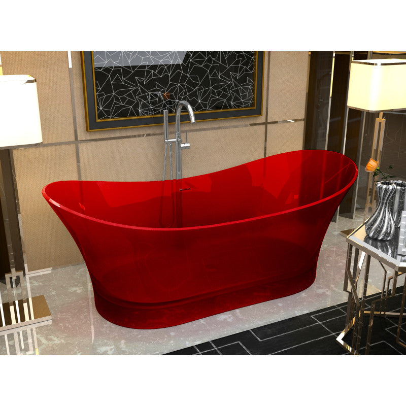 FT-AZ520-RD - Azul 5.8 ft. Solid Surface Center Drain Freestanding Bathtub in Deep Red