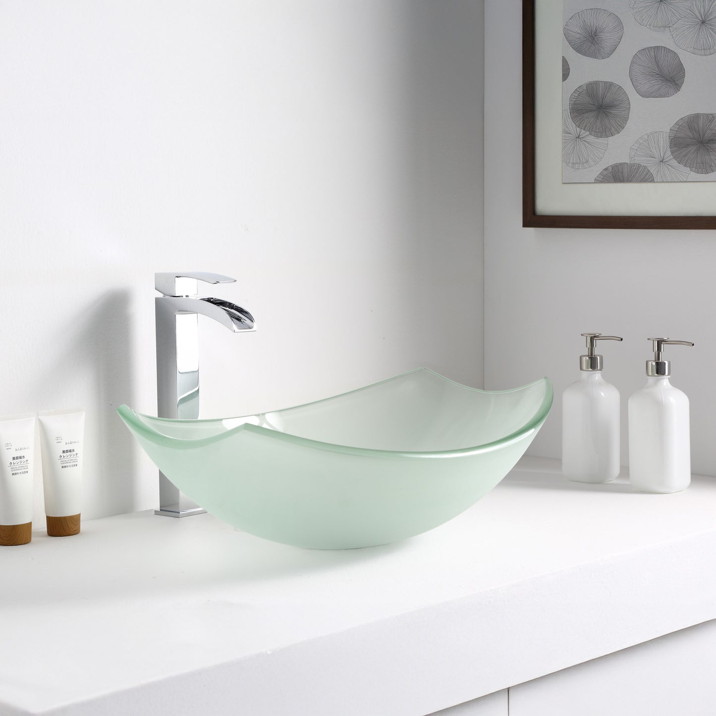 Pendant Series Deco-Glass Vessel Sink in Lustrous Frosted