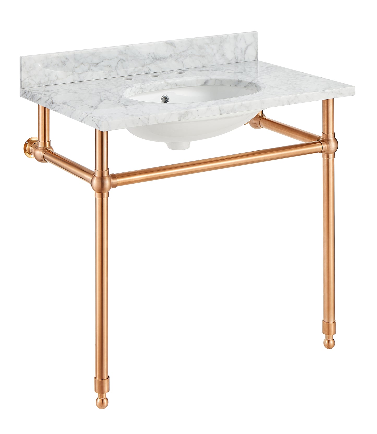 CS-FGC004-RG - Verona 34.5 in. Console Sink in Rose Gold with Carrara White Counter Top