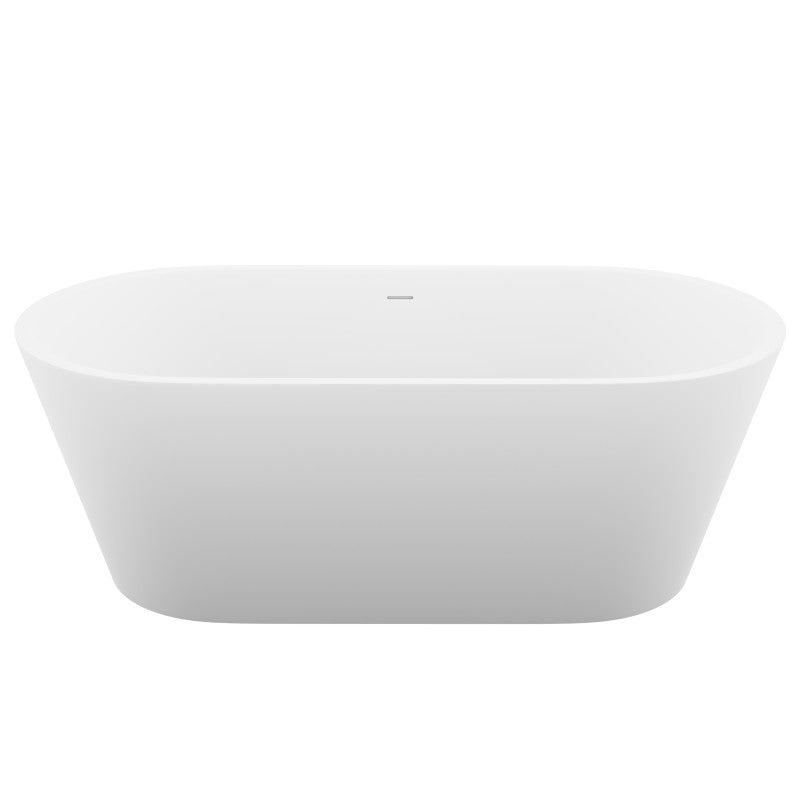 Rossetto Series 67 in. x 28 in. Flat Bottom Solid Surface Freestanding Soaking Bathtub with Center Drain in Matte White