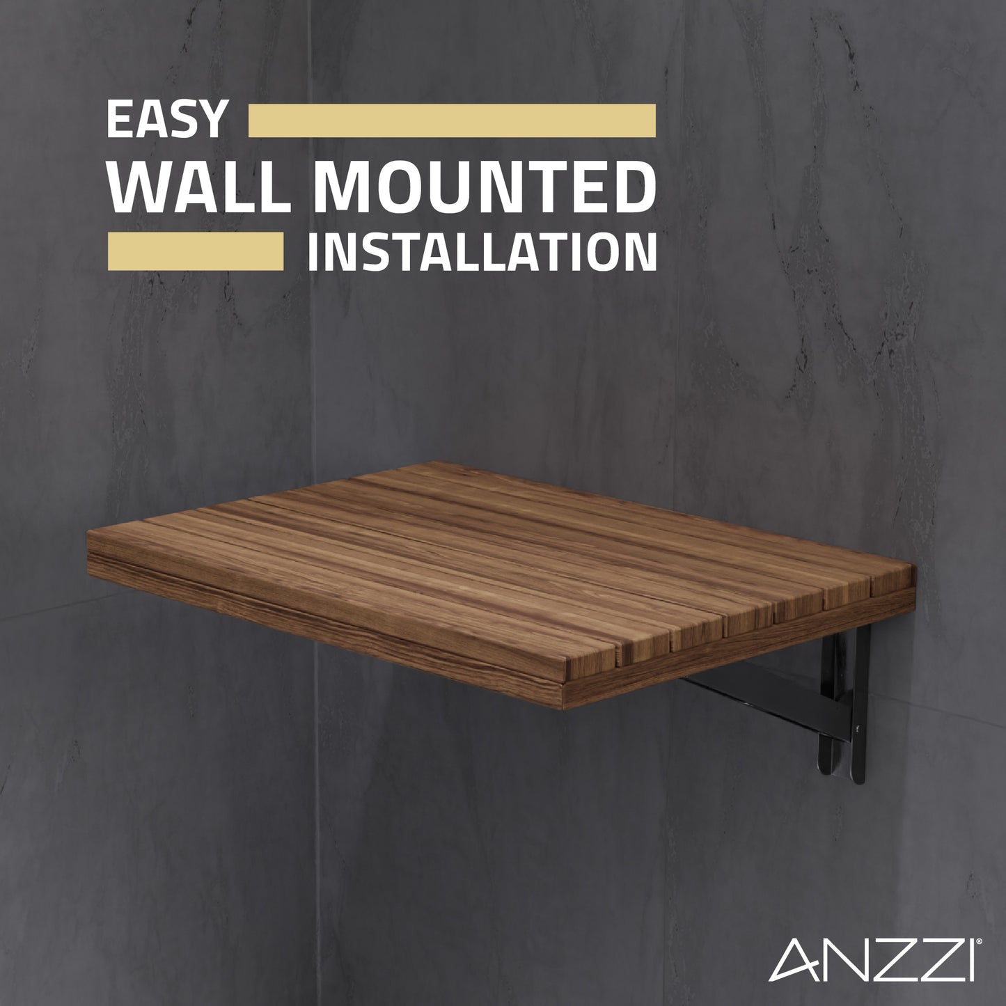 Shoren 24 in. Teak Wall Mounted Folding Shower Seat