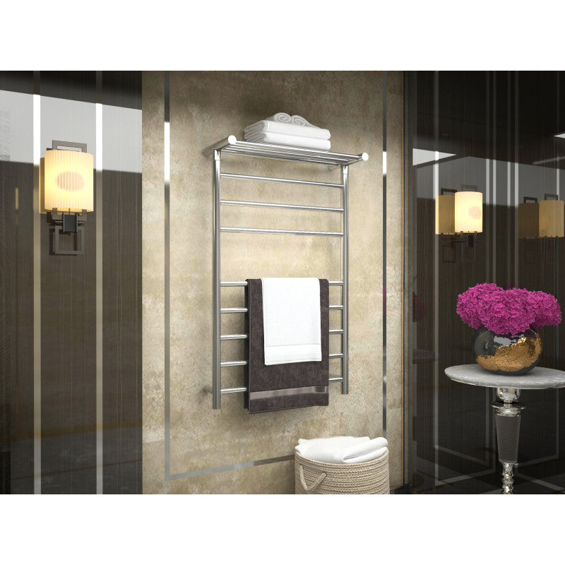 TW-AZ012CH - Eve 8-Bar Stainless Steel Wall Mounted Electric Towel Warmer Rack in Polished Chrome
