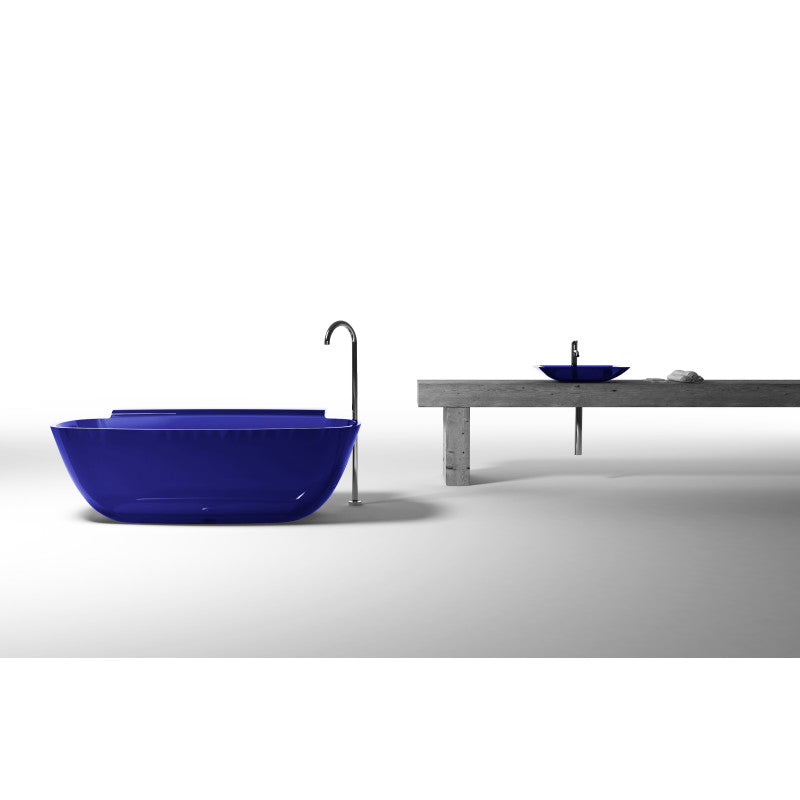 Vida 5.2 ft. Solid Surface Center Drain Freestanding Bathtub in Regal Blue