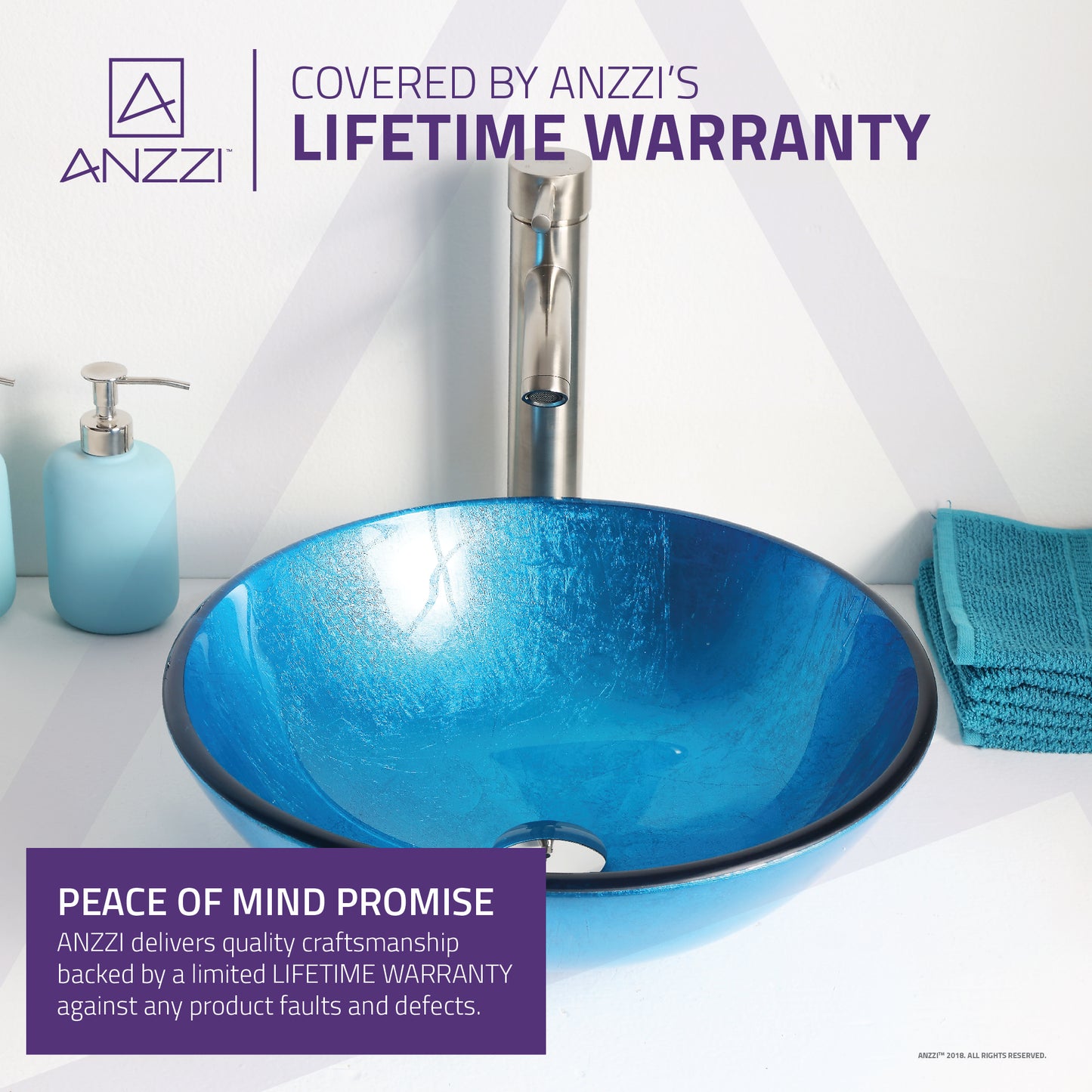 Arc Series Deco-Glass Vessel Sink in Lustrous Light Blue Finish