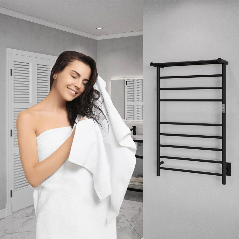 Eve 8-Bar Stainless Steel Wall Mounted Electric Towel Warmer Rack