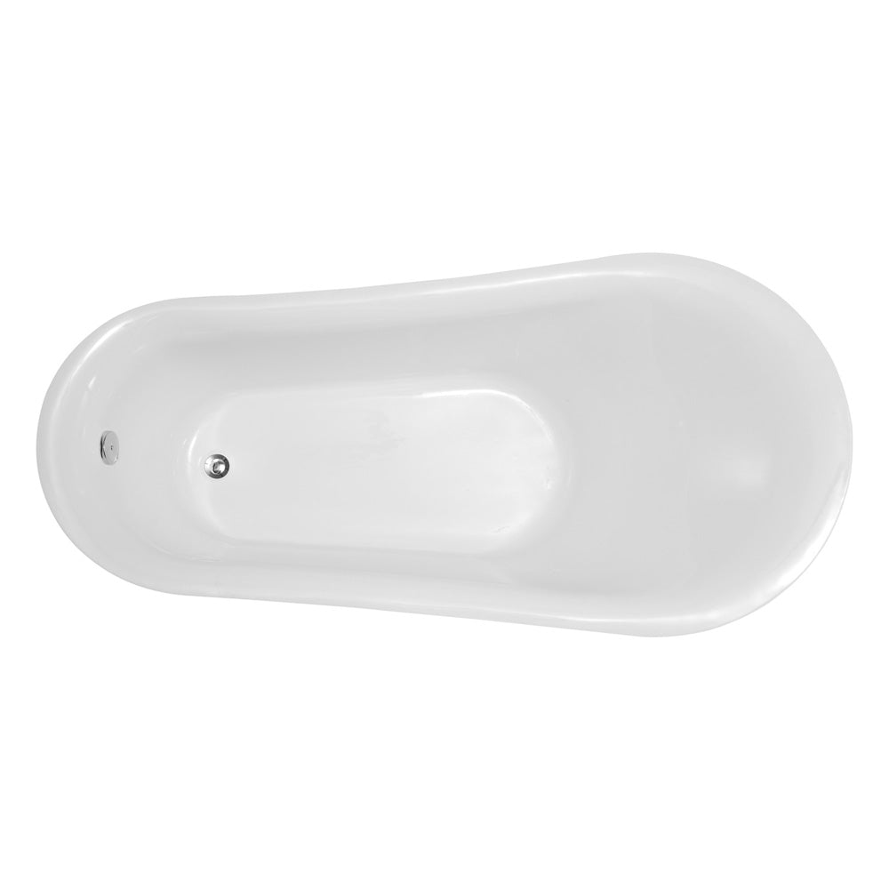 Talyah Series 71 in. x 35 in. Flat Bottom Acrylic Freestanding Soaking Bathtub with Center Drain in Glossy White