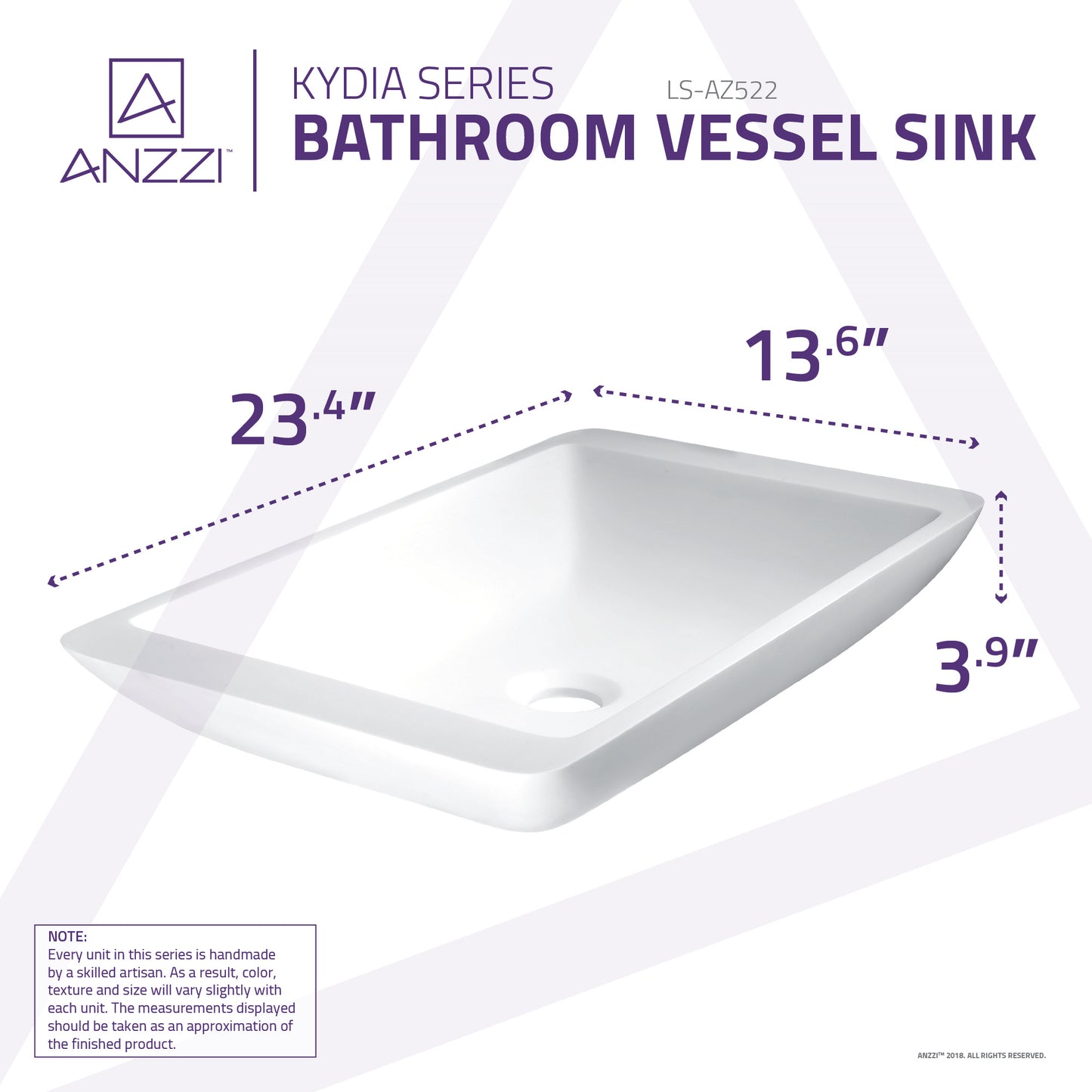 Kydia Solid Surface Vessel Sink in Matte White