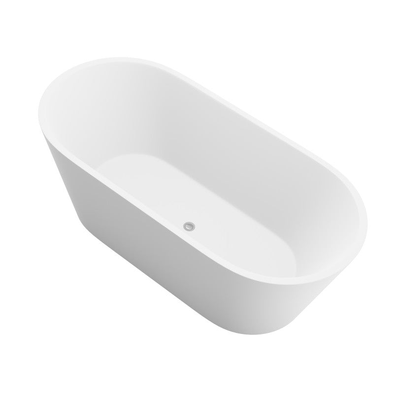 Rossetto Series 67 in. x 28 in. Flat Bottom Solid Surface Freestanding Soaking Bathtub with Center Drain in Matte White