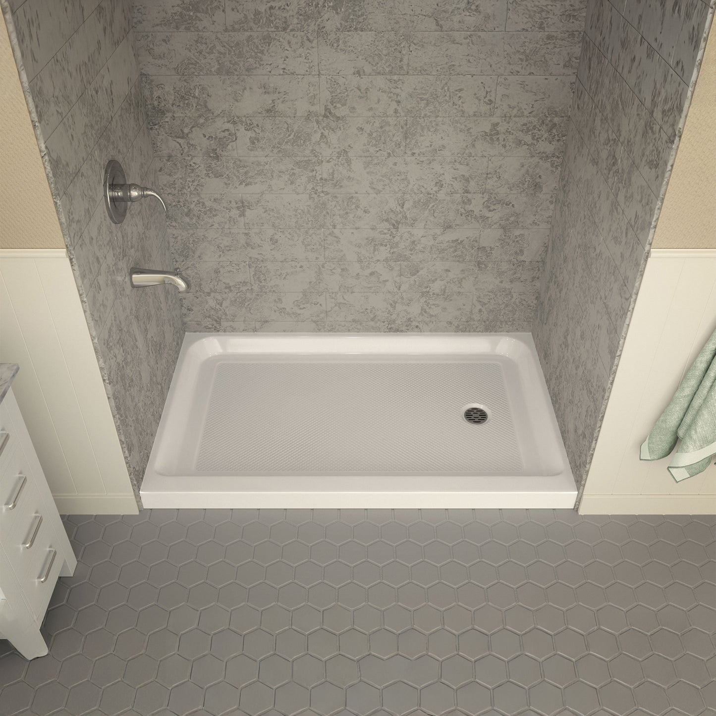 Tier 36 x 60 in. Single Threshold Shower Base in White