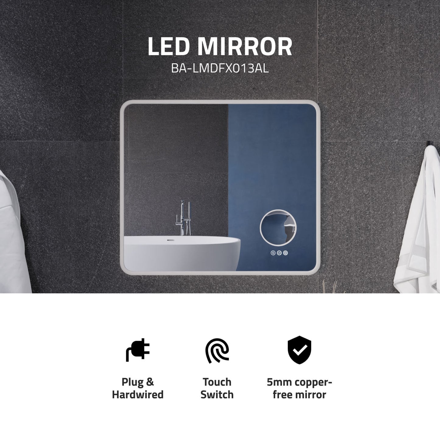 27-in. x 31-in. LED Front/Back Light Magnifying Bathroom Mirror w/Defogger