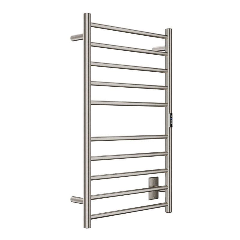 TW-WM104BN - Crete Series 10-Bar Wall Mounted Electric Plug-In Bathroom Towel Warmer Rack in Brushed Nickel Finish Stainless Steel