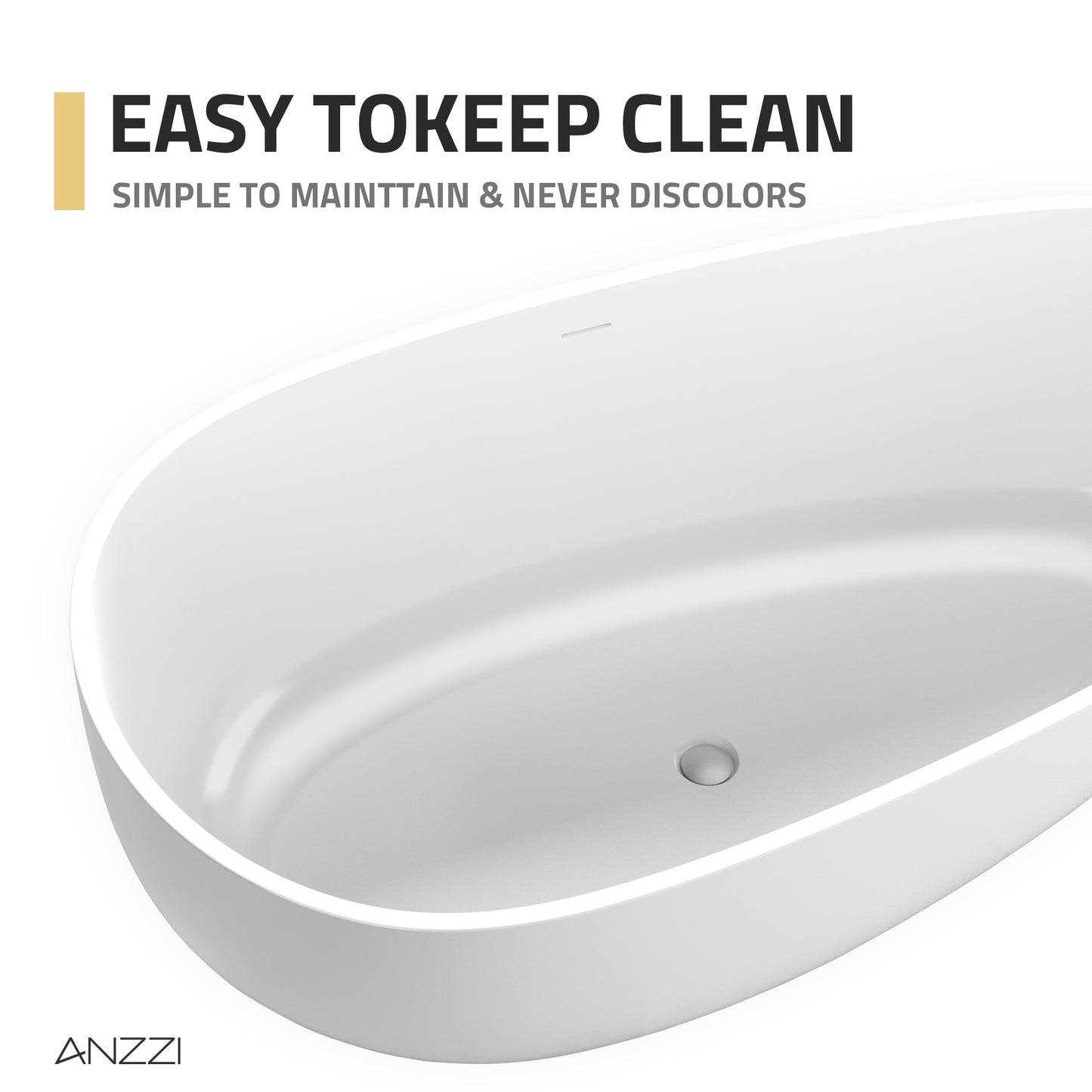 Makot 5.6 ft. Man-Made Stone Center Drain Freestanding Bathtub in Matte White