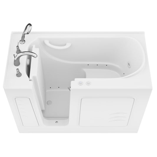 AZB2653LWD - Value Series 26 in. x 53 in. Left Drain Quick Fill Walk-In Whirlpool and Air Tub in White