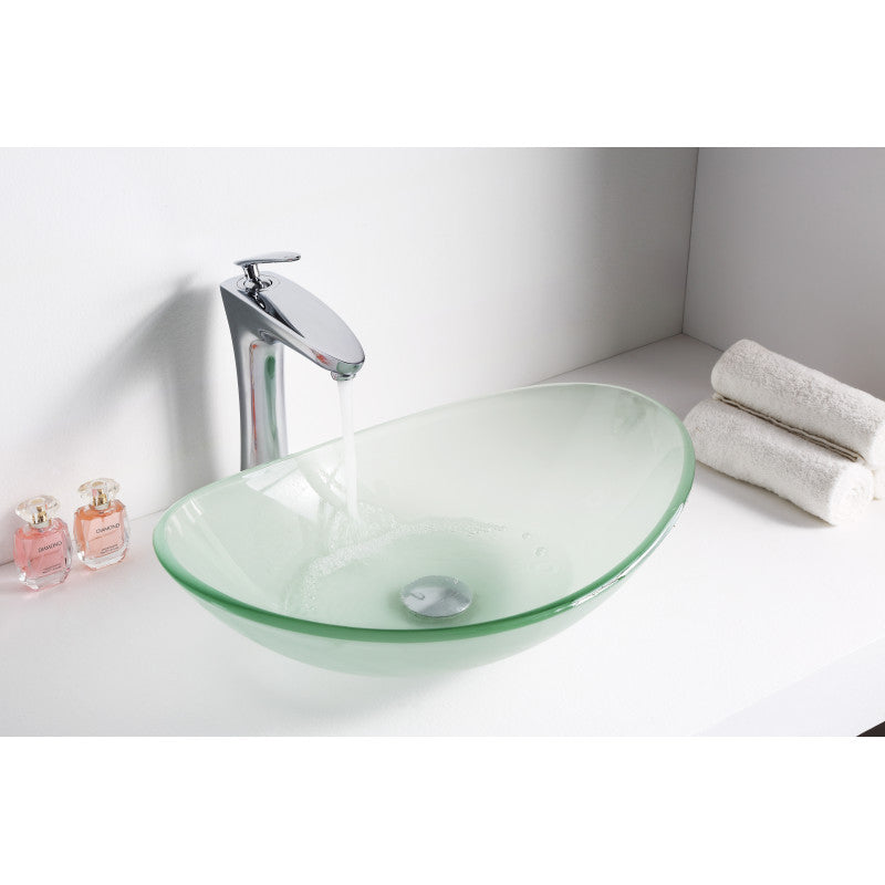 Craft Series 21 in. Bathroom Vessel Sink with Stain-Resistant Non-Porous Surface in Lustrous Frosted Finish Glass