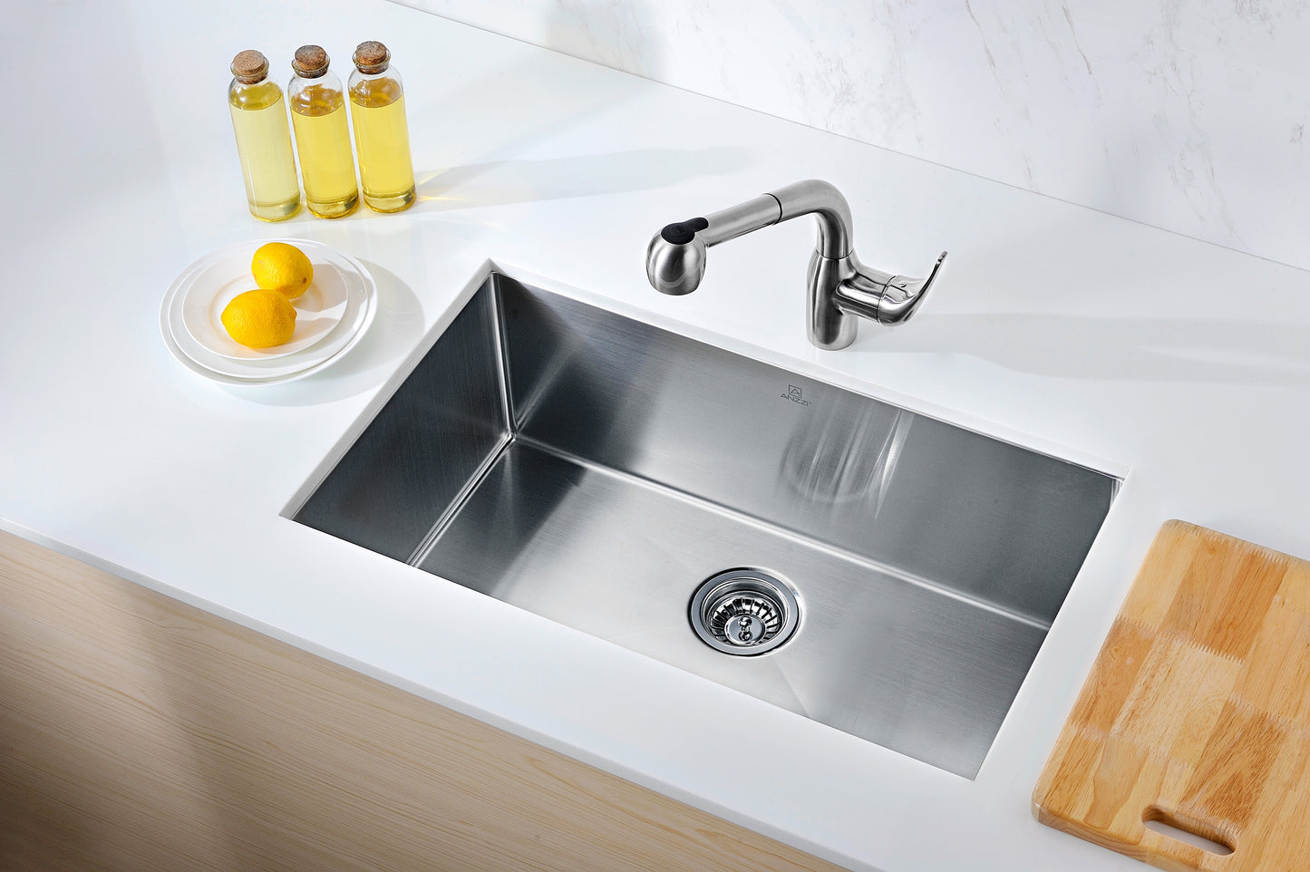 Vanguard Undermount Stainless Steel 30 in. 0-Hole Single Bowl Kitchen Sink in Brushed Satin