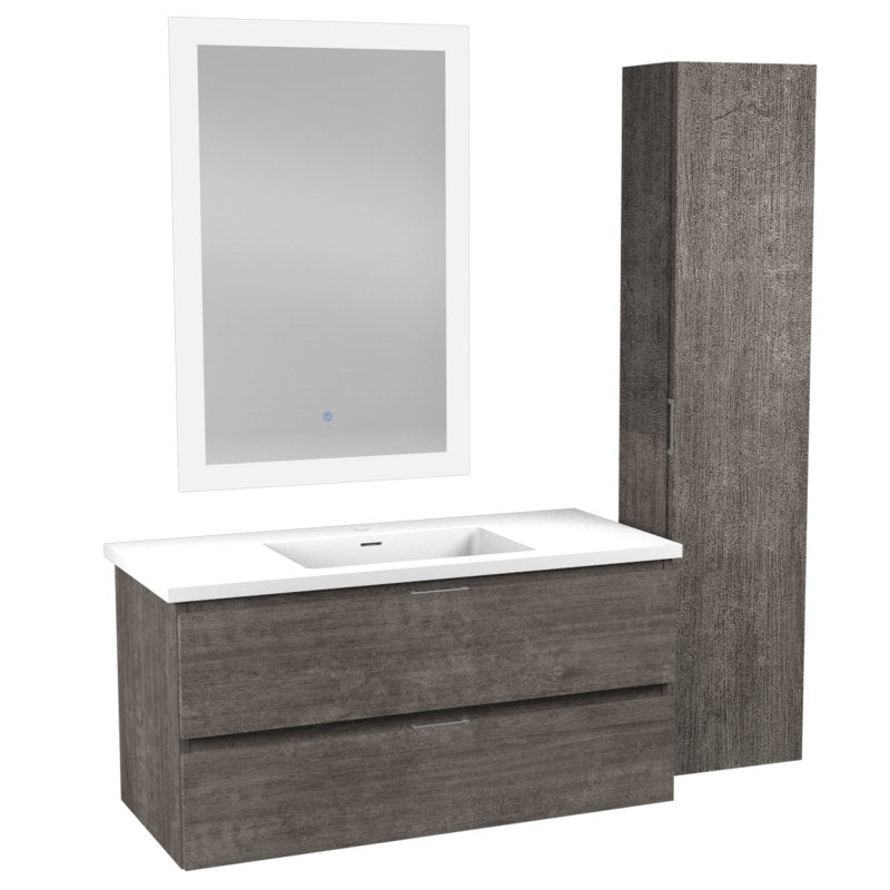 VT-MR3SCCT39-GY - 39 in. W x 20 in. H x 18 in. D Bath Vanity Set in Rich Gray with Vanity Top in White with White Basin and Mirror