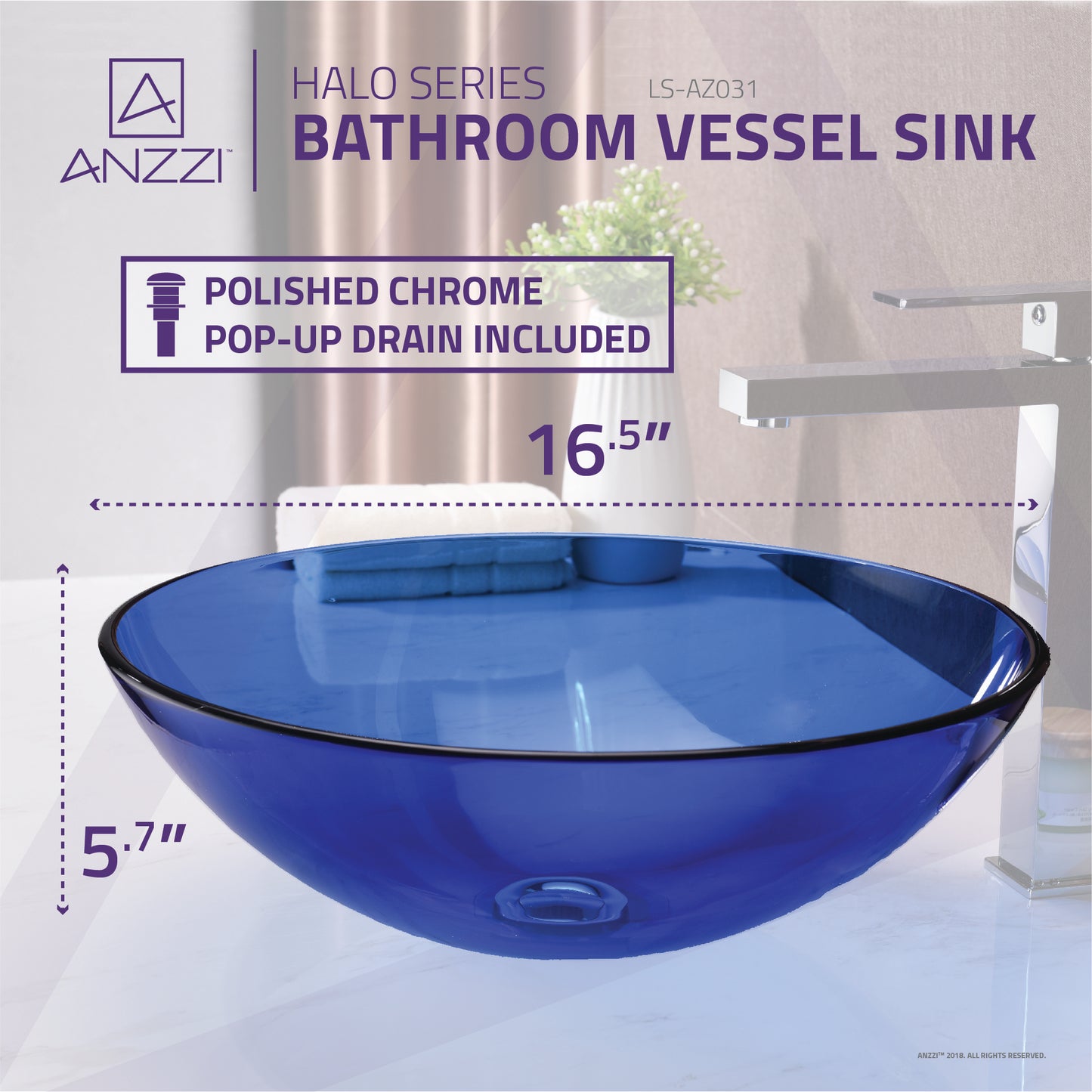 Halo Series Vessel Sink in Blue