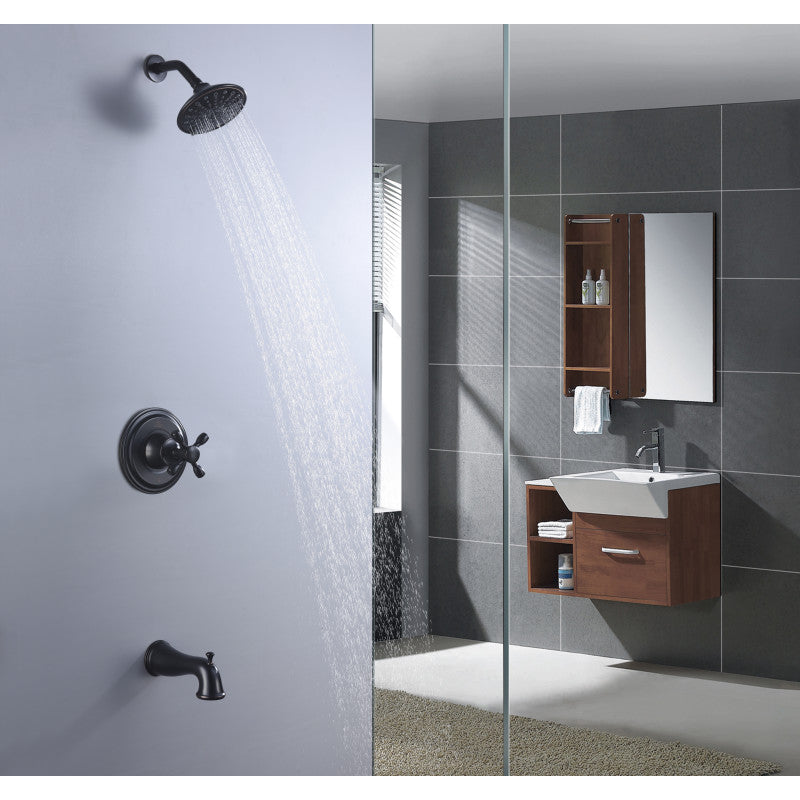 Mesto Series Single Handle Wall Mounted Showerhead and Bath Faucet Set in Oil Rubbed Bronze