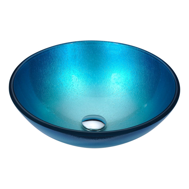 LS-AZ8222 - Gardena Series Deco-Glass Vessel Sink in Silver Blue