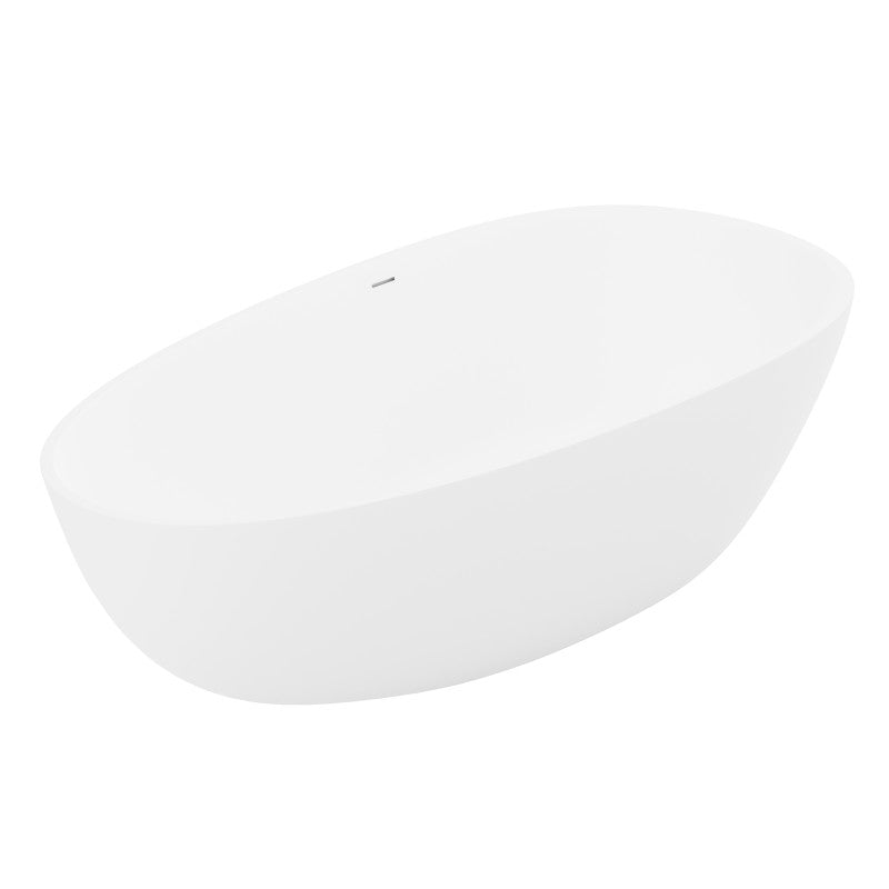 FT-AZ502 - Fiume 5.6 ft. Man-Made Stone Center Drain Freestanding Bathtub in Matte White