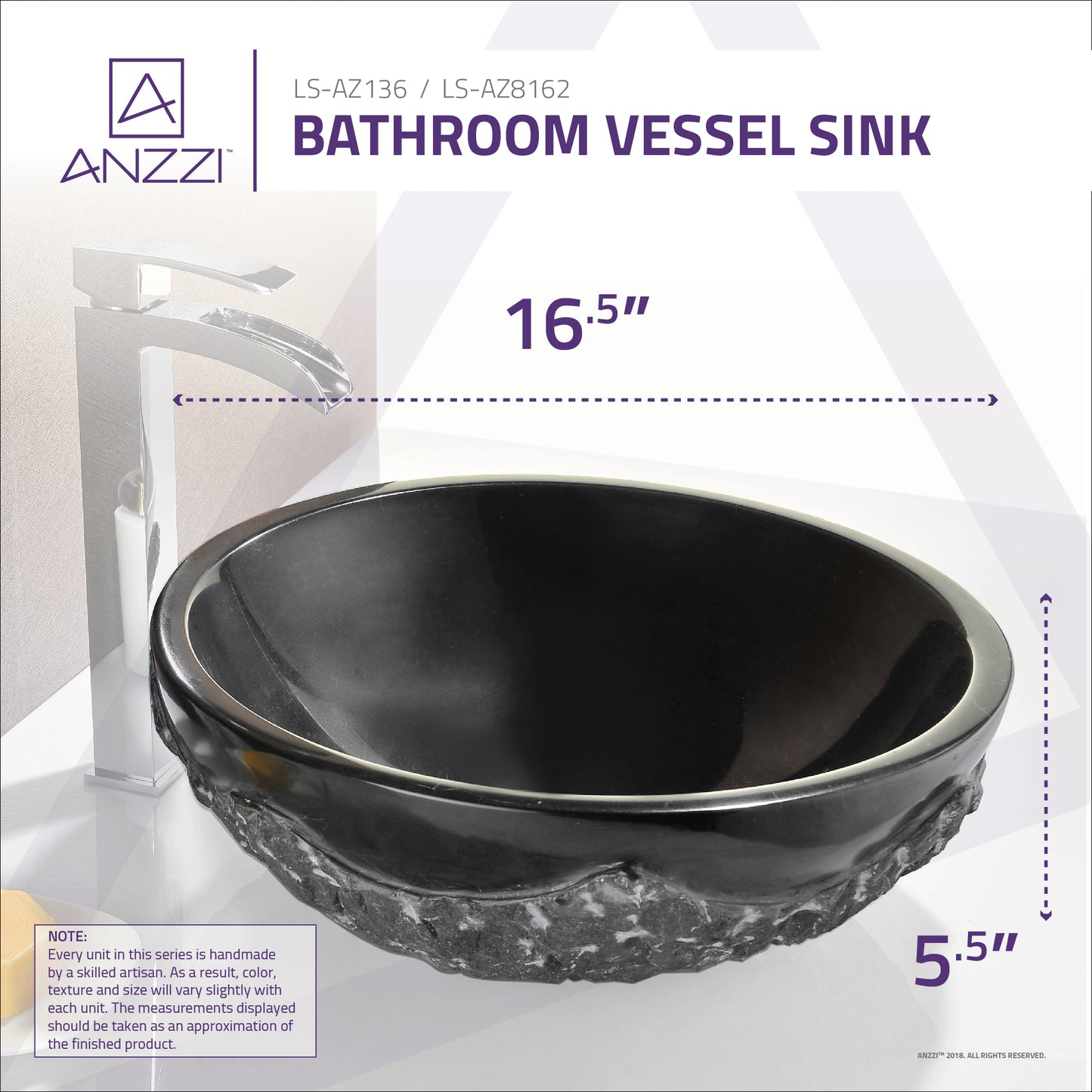 Diver Vessel Sink in Black Jade