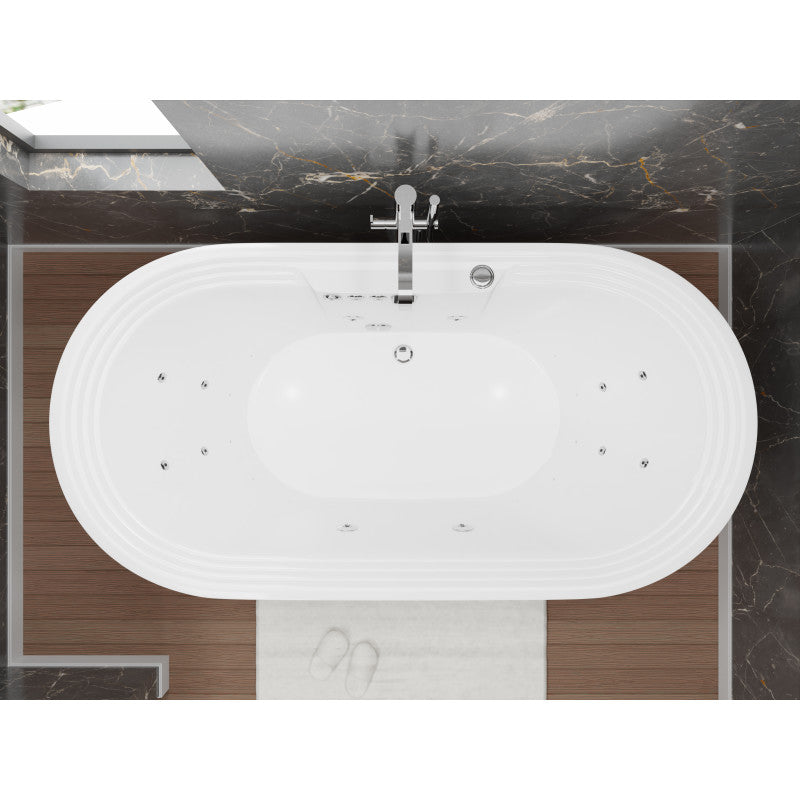 Sofia 5.6 ft. Center Drain Whirlpool and Air Bath Tub in White